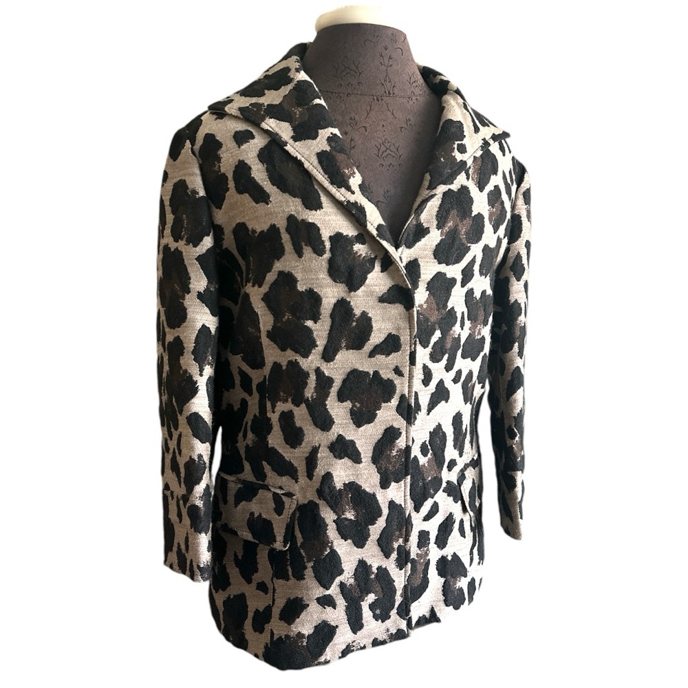 Lafayette 148 - Tan & Black Leopard Print Button-Up Blazer Sz 12